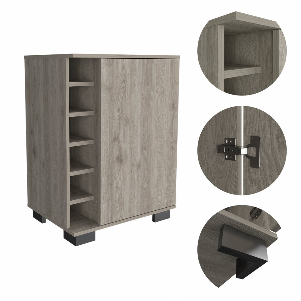 Light Gray Bar Cabinet with One Door Panel By Homeroots | Cabinets | Modishstore - 4