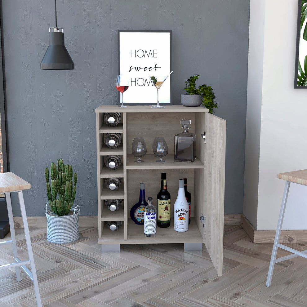 Light Gray Bar Cabinet with One Door Panel By Homeroots | Cabinets | Modishstore - 5