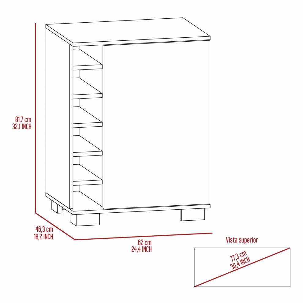 Light Gray Bar Cabinet with One Door Panel By Homeroots | Cabinets | Modishstore - 6