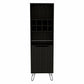 Black Tall Bar Cabinet with Two Door Panels and Top Wine Glass Rack By Homeroots | Cabinets | Modishstore - 2