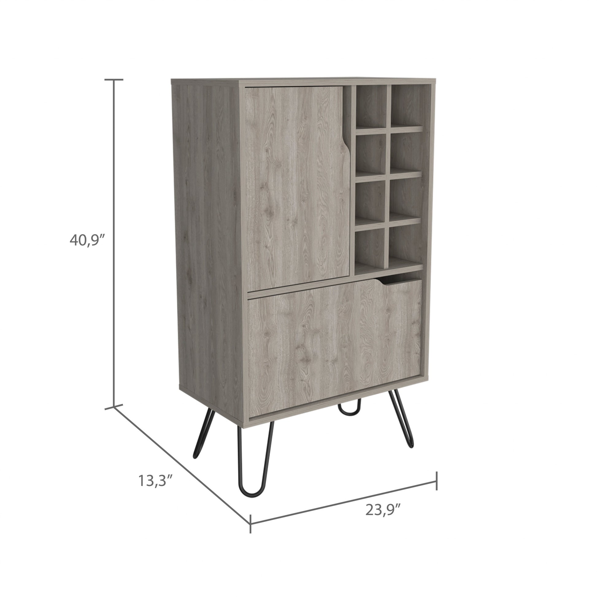 Light Gray Bar Cabinet with Two Door Panels By Homeroots | Cabinets | Modishstore - 3
