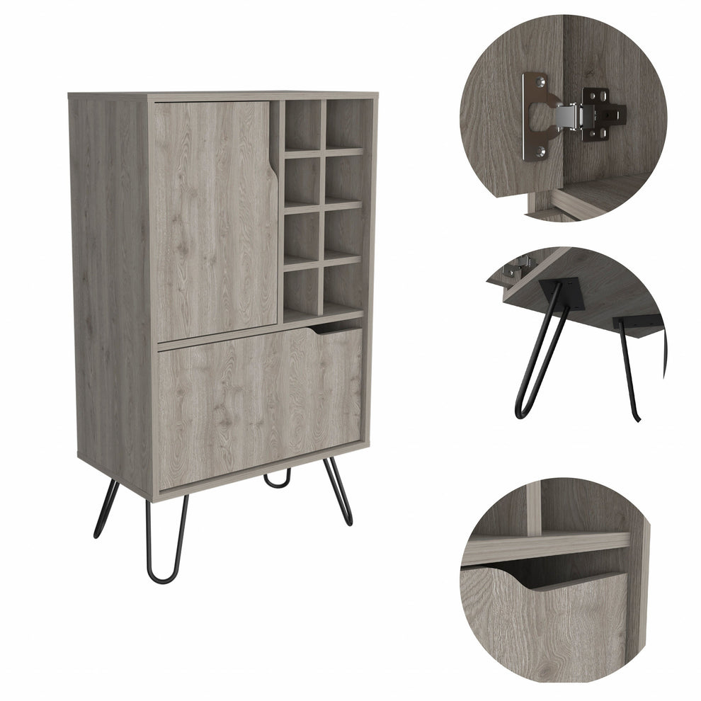 Light Gray Bar Cabinet with Two Door Panels By Homeroots | Cabinets | Modishstore - 4