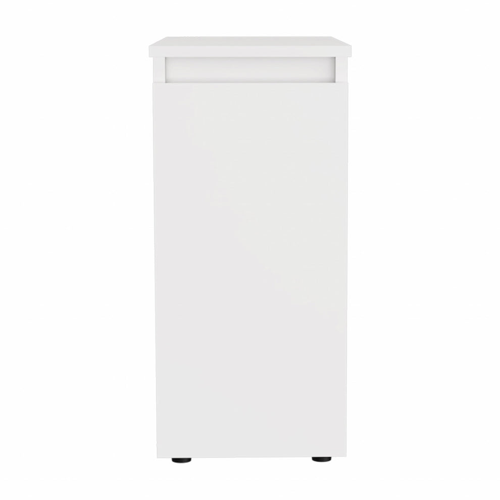 White Bathroom Cabinet with Top Shelf and Sliding Drawer By Homeroots | Cabinets | Modishstore - 2