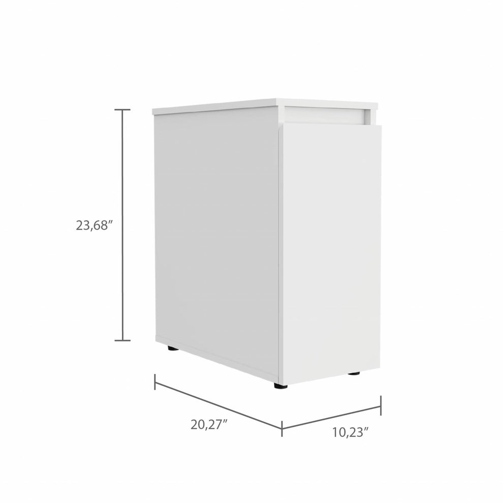 White Bathroom Cabinet with Top Shelf and Sliding Drawer By Homeroots | Cabinets | Modishstore - 3