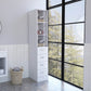White Bathroom Storage Cabinet with Glass Door and Sliding Drawers By Homeroots | Cabinets | Modishstore