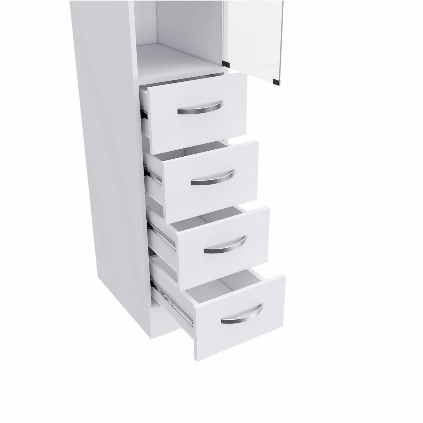 White Bathroom Storage Cabinet with Glass Door and Sliding Drawers By Homeroots | Cabinets | Modishstore - 6