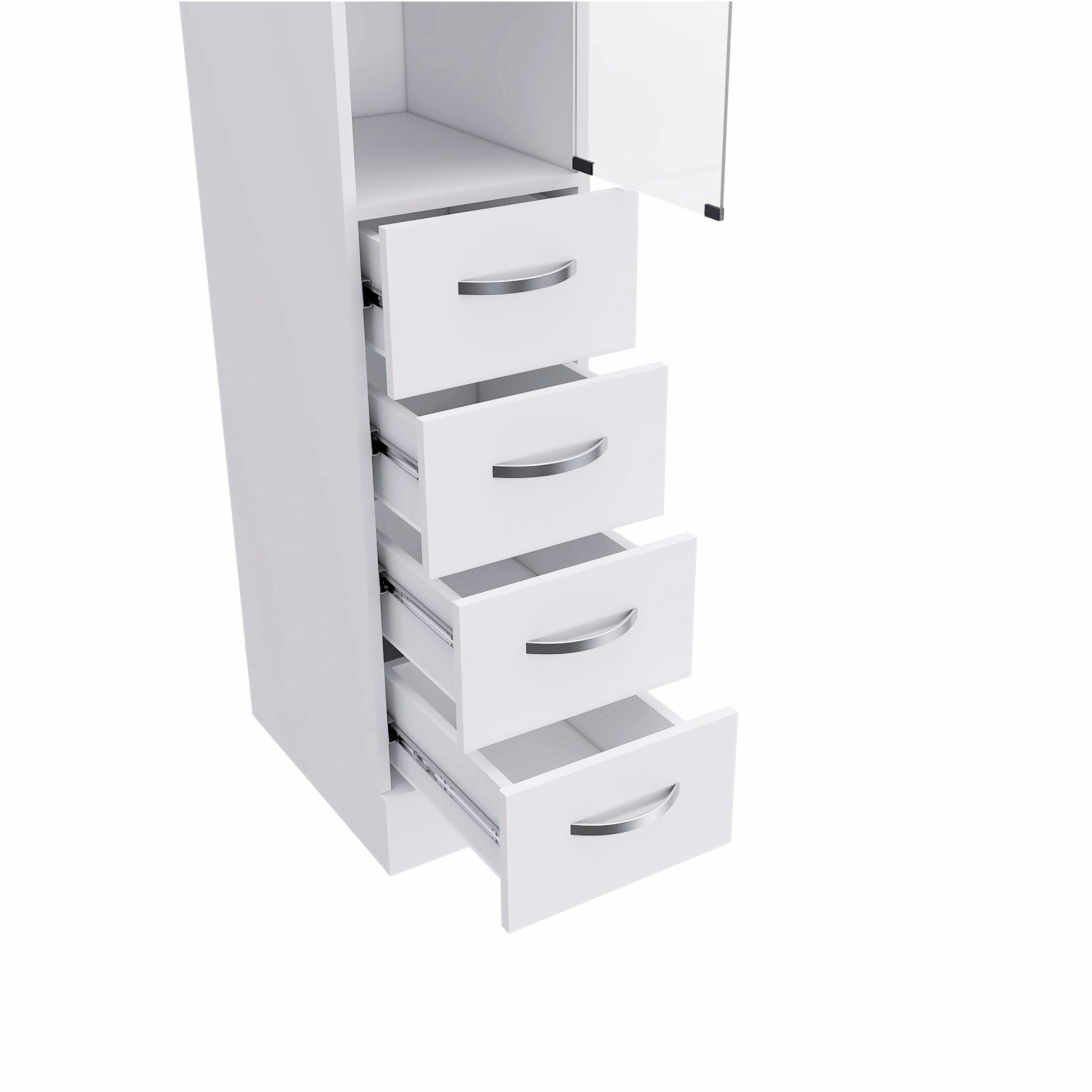 White Bathroom Storage Cabinet with Glass Door and Sliding Drawers By Homeroots | Cabinets | Modishstore - 6