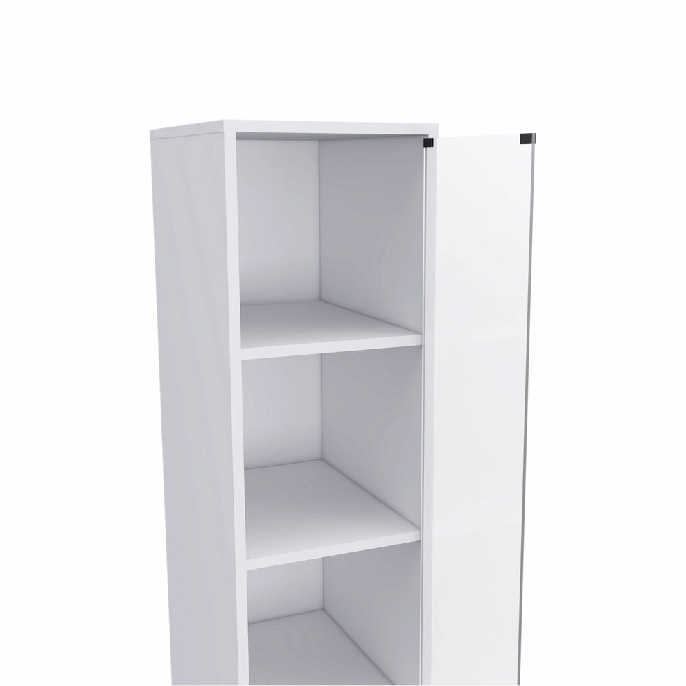 White Bathroom Storage Cabinet with Glass Door and Sliding Drawers By Homeroots | Cabinets | Modishstore - 7