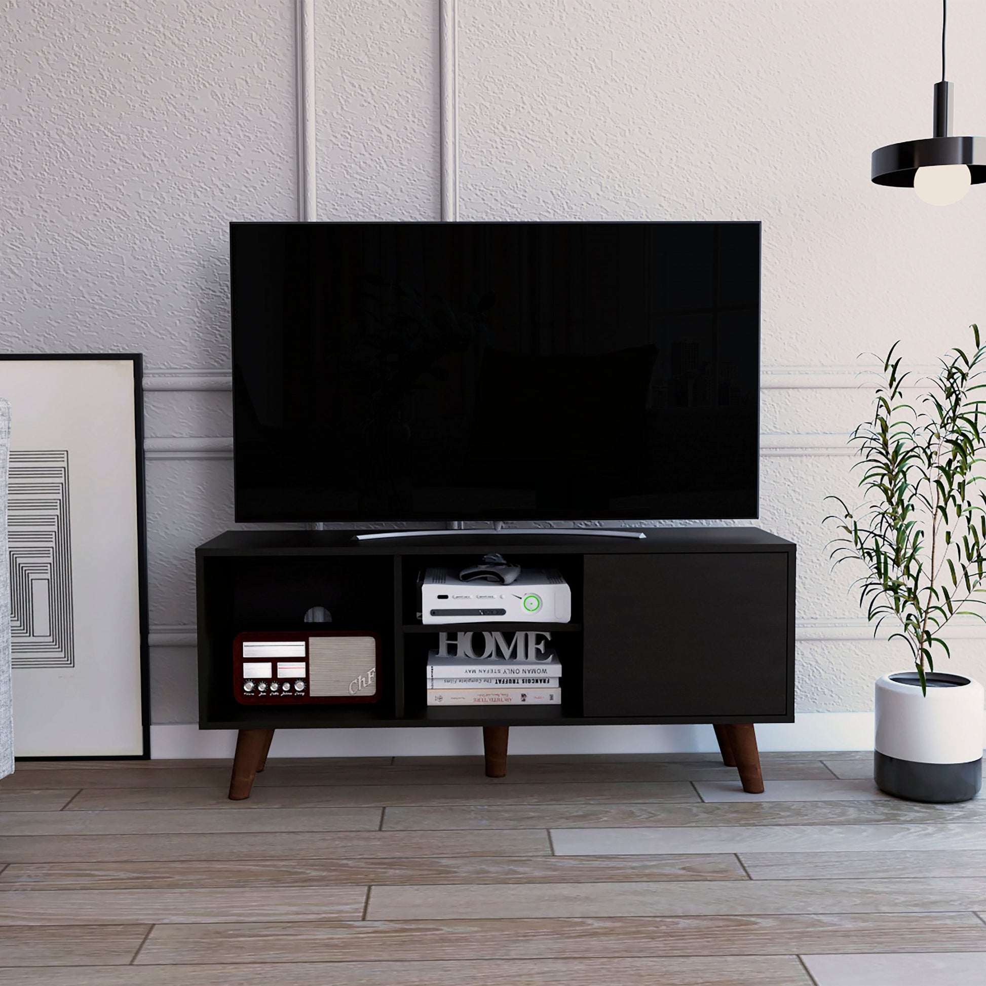 Contemporary Black Wengue TV Stand By Homeroots | TV Stands | Modishstore