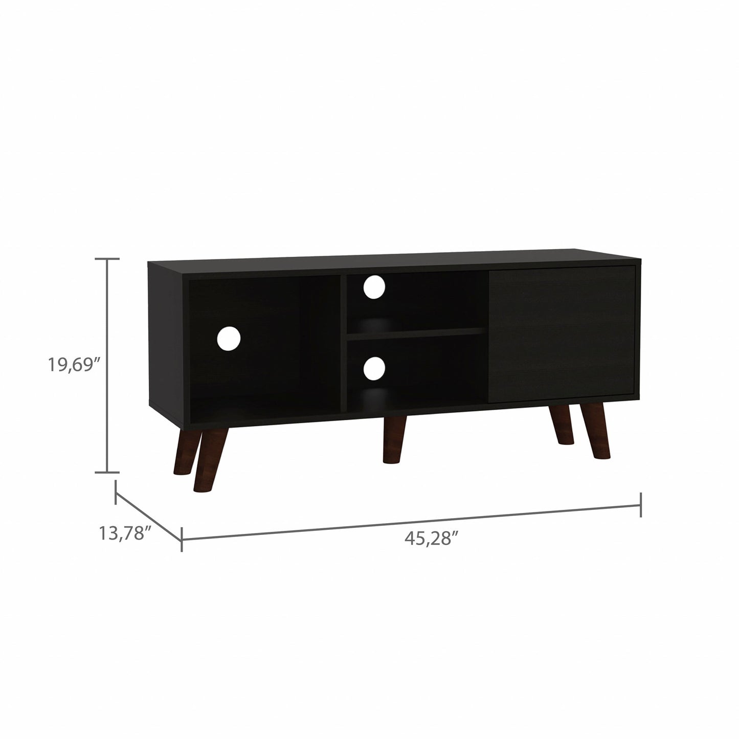 Contemporary Black Wengue TV Stand By Homeroots | TV Stands | Modishstore - 3