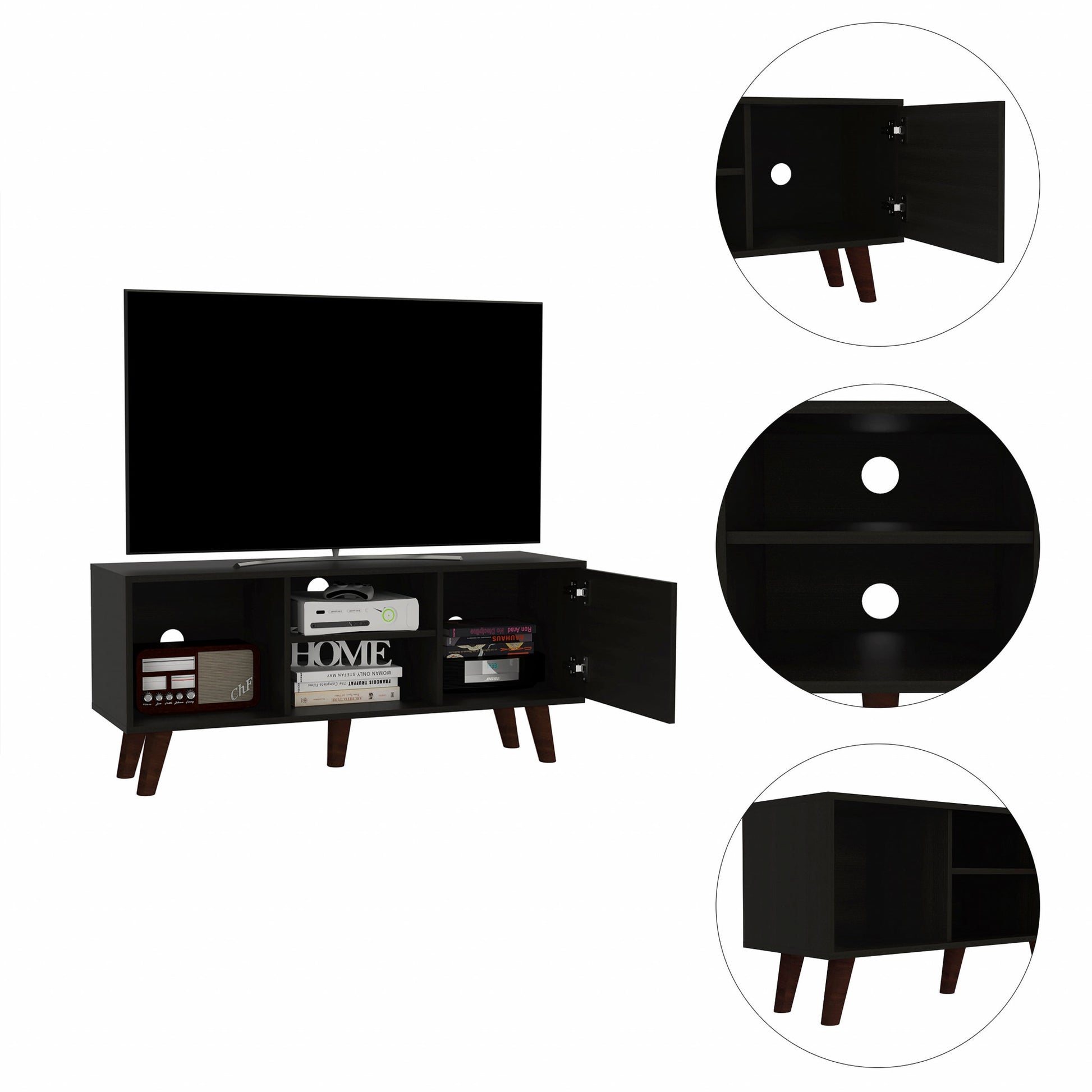 Contemporary Black Wengue TV Stand By Homeroots | TV Stands | Modishstore - 4