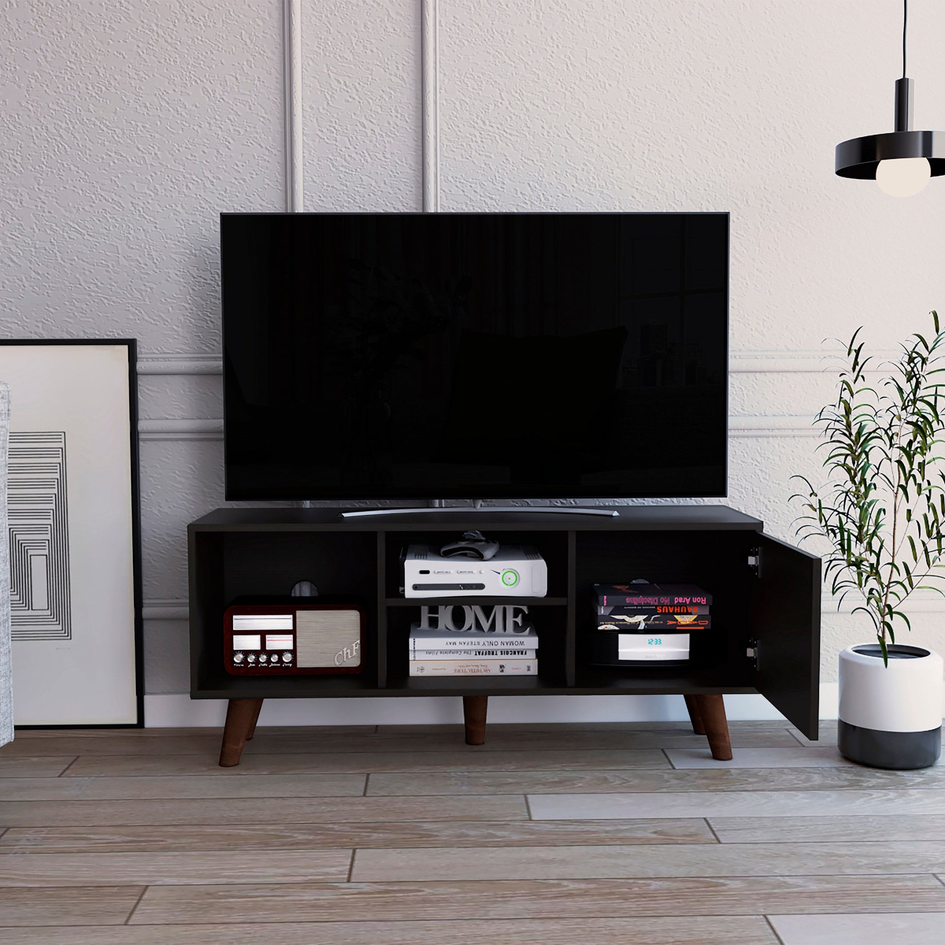 Contemporary Black Wengue TV Stand By Homeroots | TV Stands | Modishstore - 5
