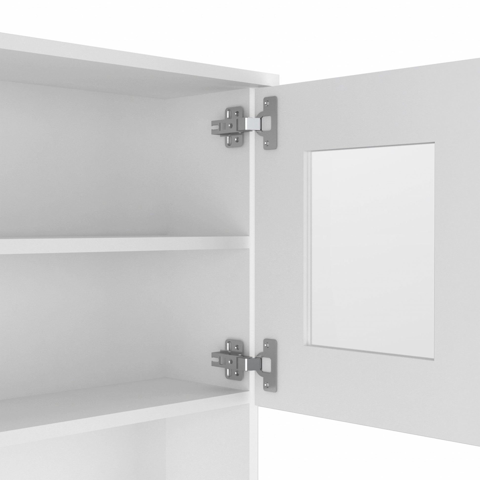 White Pantry Cabinet with Two Door Panels and Side Open Shelves By Homeroots | Cabinets | Modishstore - 4