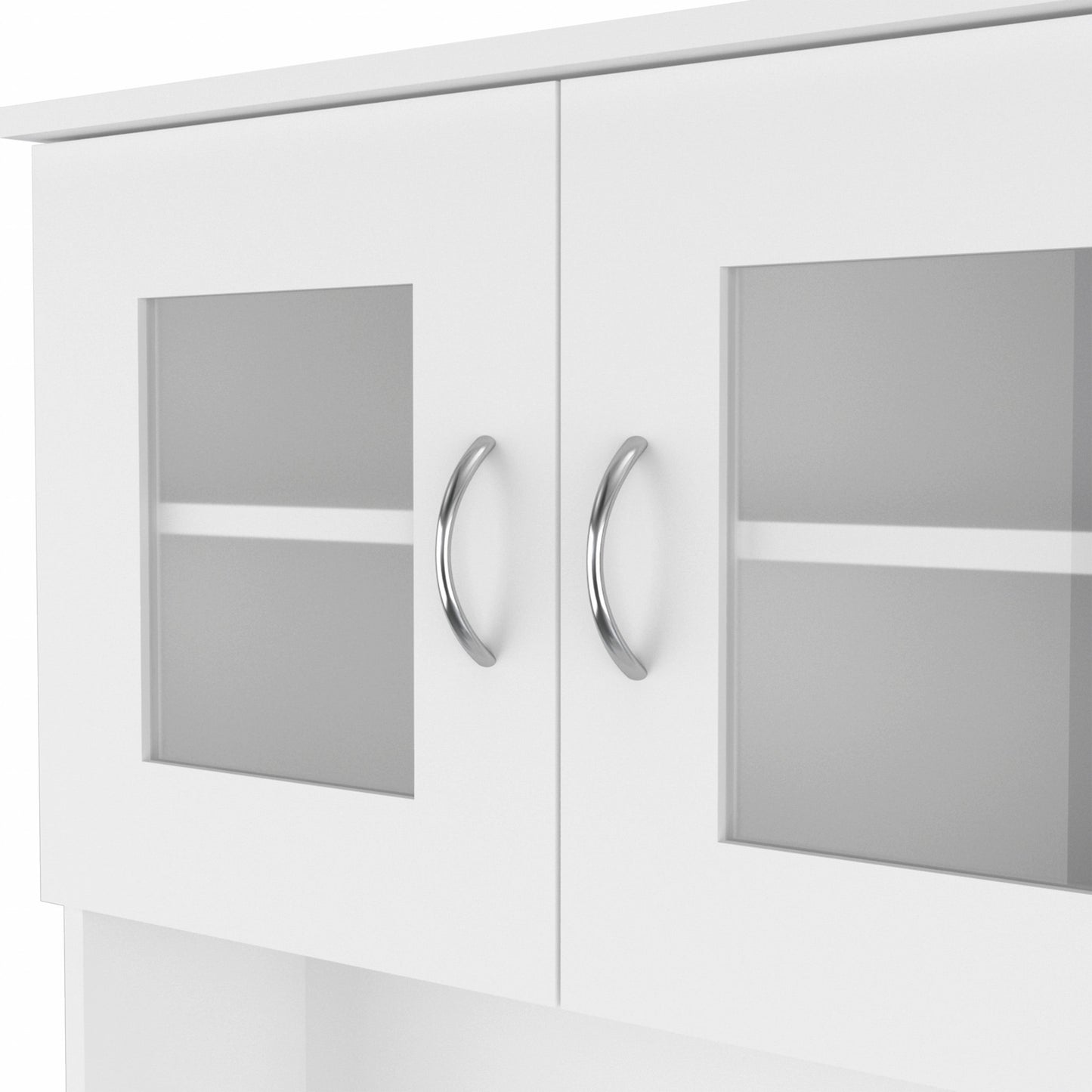 White Pantry Cabinet with Two Door Panels and Side Open Shelves By Homeroots | Cabinets | Modishstore - 5