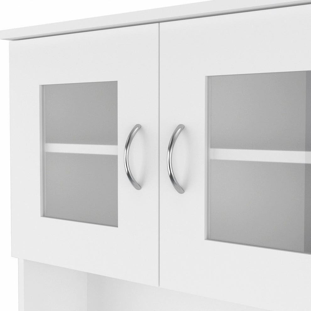 White Pantry Cabinet with Two Door Panels and Side Open Shelves By Homeroots | Cabinets | Modishstore - 5