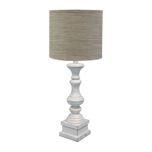 Distressed Whitewash Beige and White Striped Shade Table Lamp By Homeroots | Table Lamps | Modishstore
