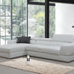 Contemporary White Leather Left Facing Wide Arm Sectional Sofa By Homeroots | Sectional | Modishstore
