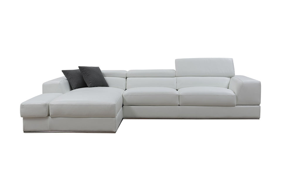 Contemporary White Leather Left Facing Wide Arm Sectional Sofa By Homeroots | Sectional | Modishstore - 2