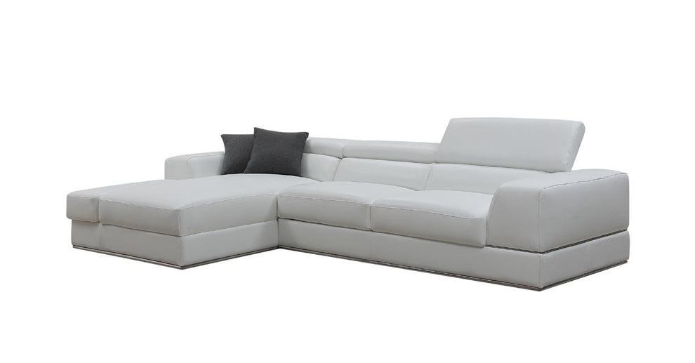 Contemporary White Leather Left Facing Wide Arm Sectional Sofa By Homeroots | Sectional | Modishstore - 3