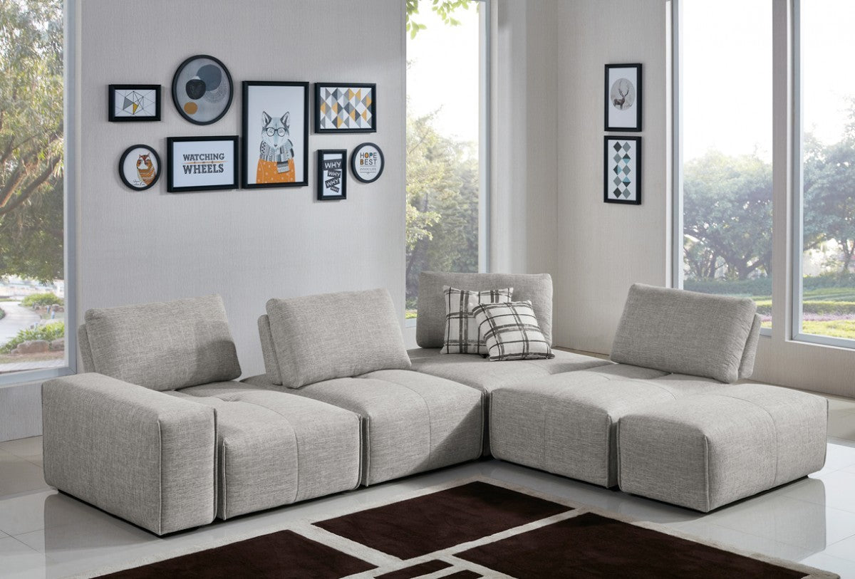 Mod Gray Fabric Chunky Modular Sectional Sofa By Homeroots | Sectional | Modishstore