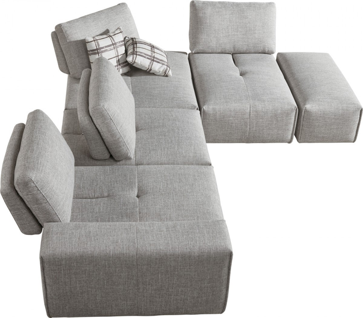 Mod Gray Fabric Chunky Modular Sectional Sofa By Homeroots | Sectional | Modishstore - 2