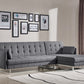 Modern Loft Gray Fabric Right Facing Sofa Bed By Homeroots | Sectional | Modishstore