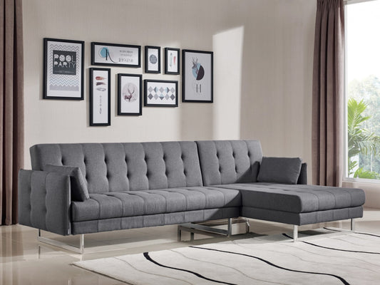 Modern Loft Gray Fabric Right Facing Sofa Bed By Homeroots | Sectional | Modishstore