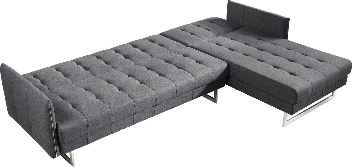 Modern Loft Gray Fabric Right Facing Sofa Bed By Homeroots | Sectional | Modishstore - 3