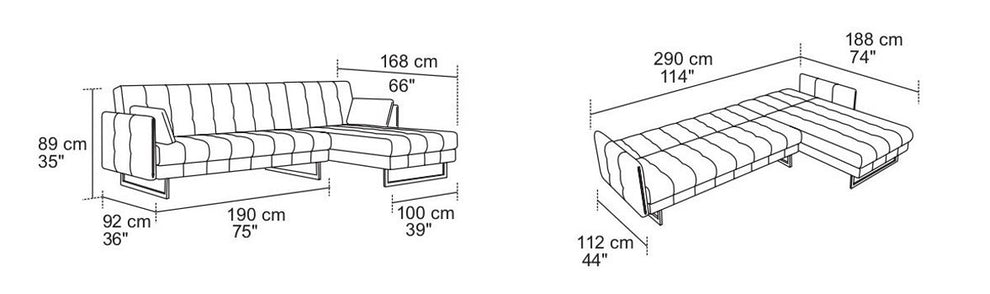 Modern Loft Gray Fabric Right Facing Sofa Bed By Homeroots | Sectional | Modishstore - 5
