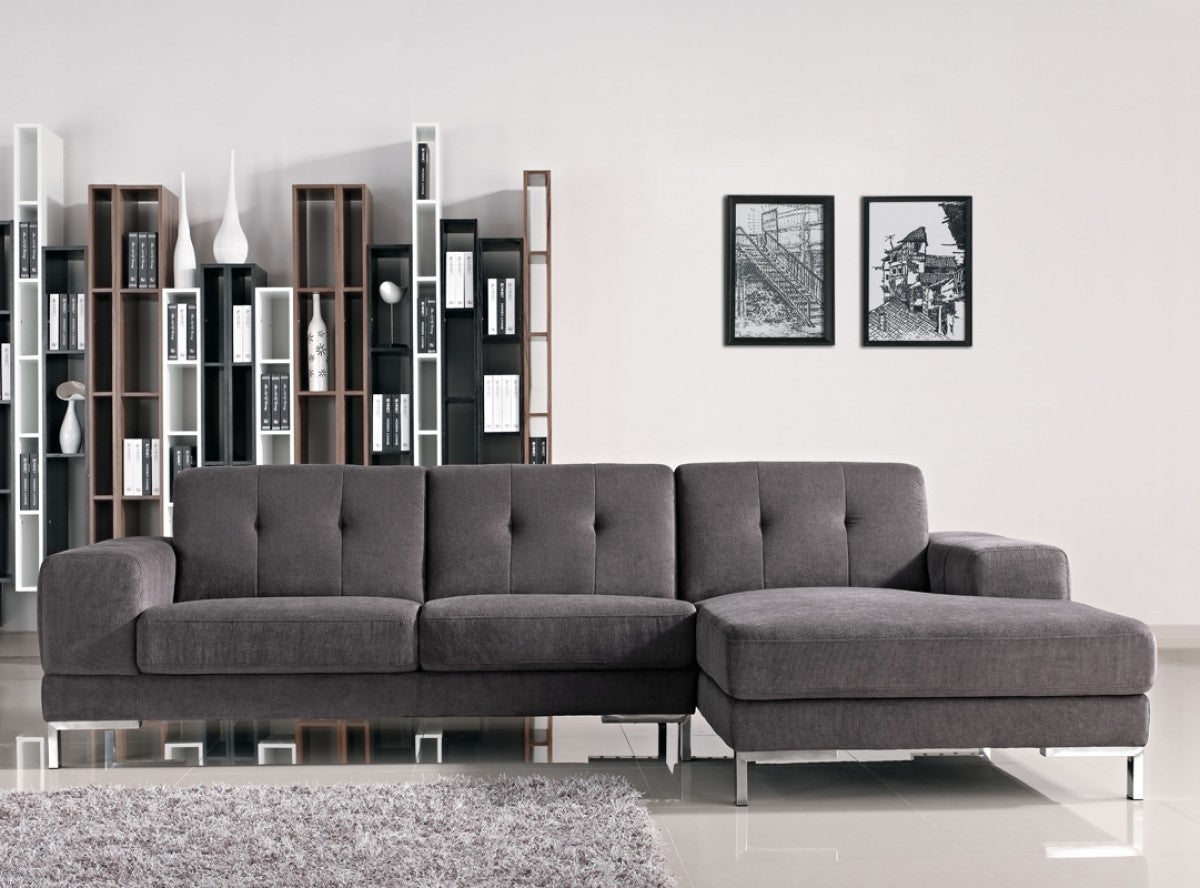 Mod Flare Dark Gray Fabric Right Facing Sectional Sofa By Homeroots | Sectional | Modishstore