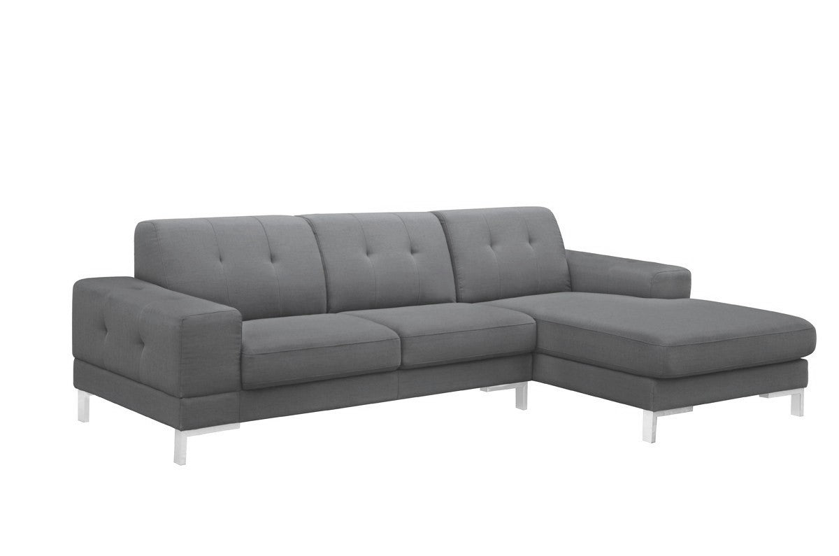 Mod Flare Dark Gray Fabric Right Facing Sectional Sofa By Homeroots | Sectional | Modishstore - 4