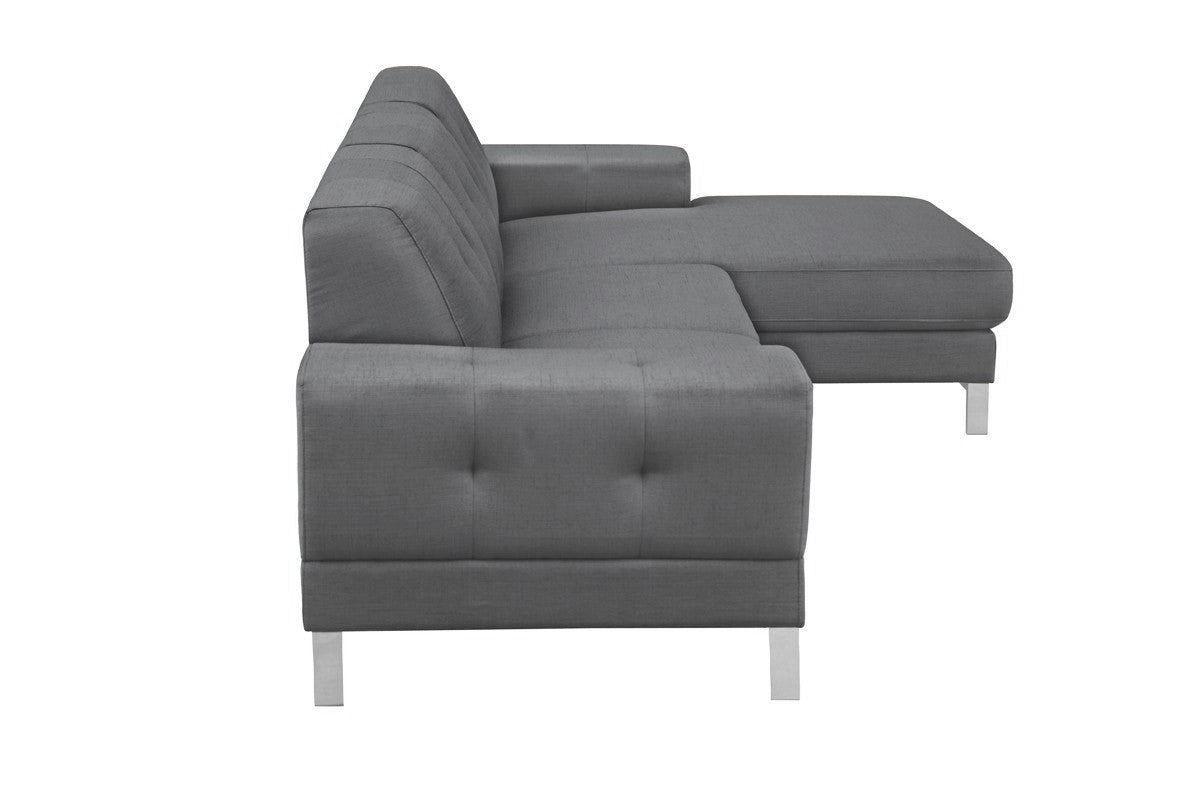 Mod Flare Dark Gray Fabric Right Facing Sectional Sofa By Homeroots | Sectional | Modishstore - 5