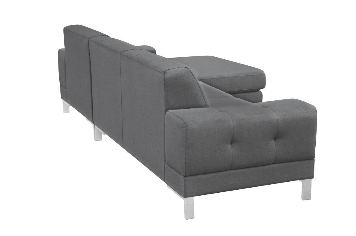 Mod Flare Dark Gray Fabric Right Facing Sectional Sofa By Homeroots | Sectional | Modishstore - 6