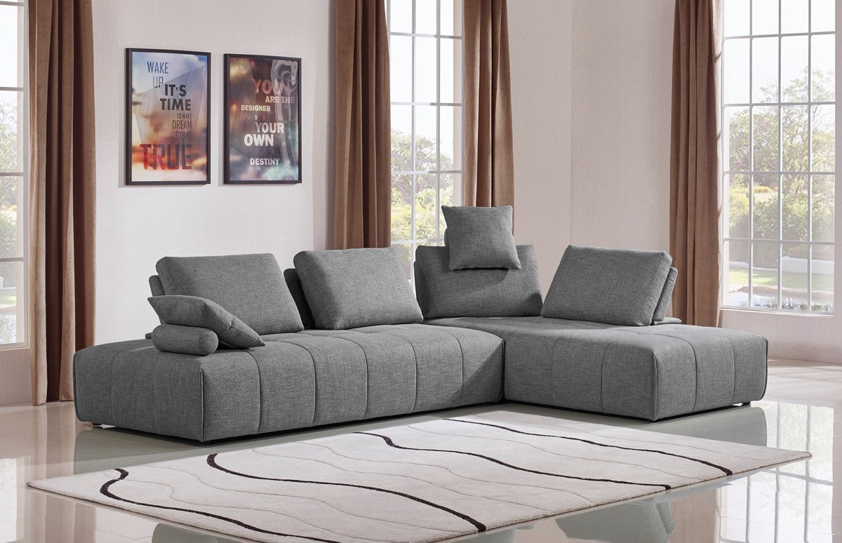 Contempo Gray Fabric Modular Two Piece Sectional Sofa By Homeroots | Sectional | Modishstore
