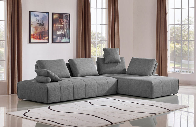 Contempo Gray Fabric Modular Two Piece Sectional Sofa By Homeroots | Sectional | Modishstore