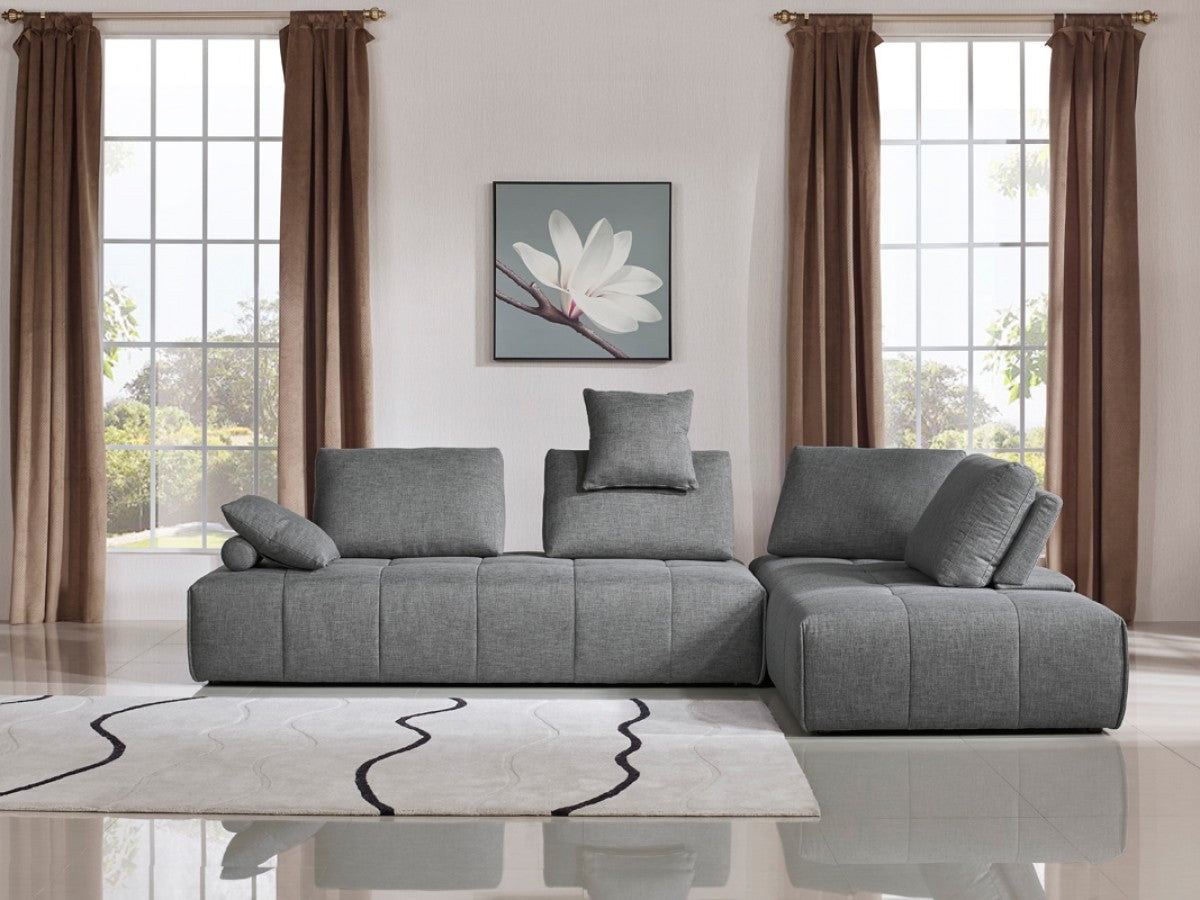 Contempo Gray Fabric Modular Two Piece Sectional Sofa By Homeroots | Sectional | Modishstore - 2