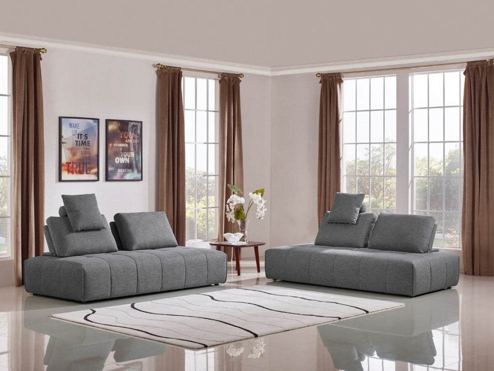 Contempo Gray Fabric Modular Two Piece Sectional Sofa By Homeroots | Sectional | Modishstore - 3