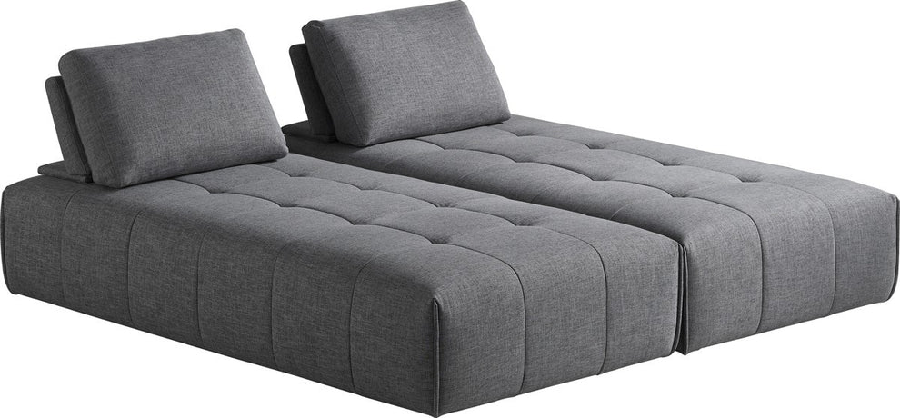 Contempo Gray Fabric Modular Two Piece Sectional Sofa By Homeroots | Sectional | Modishstore - 4