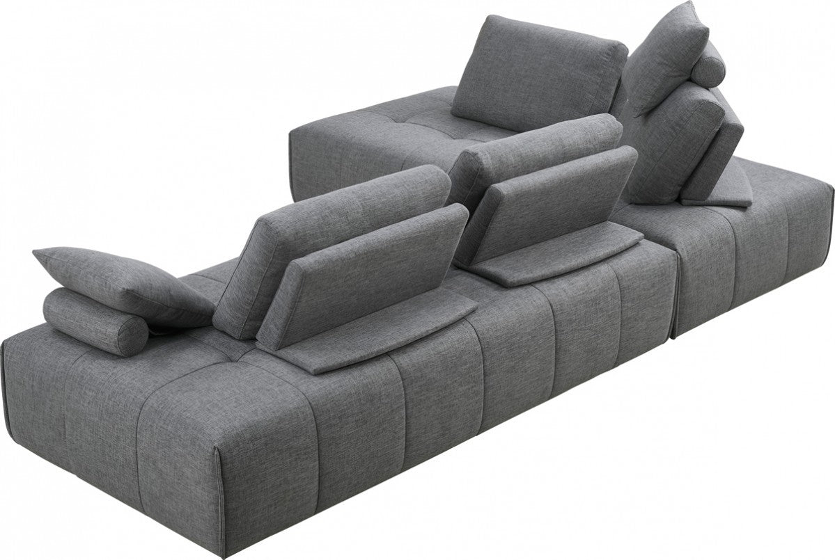Contempo Gray Fabric Modular Two Piece Sectional Sofa By Homeroots | Sectional | Modishstore - 5