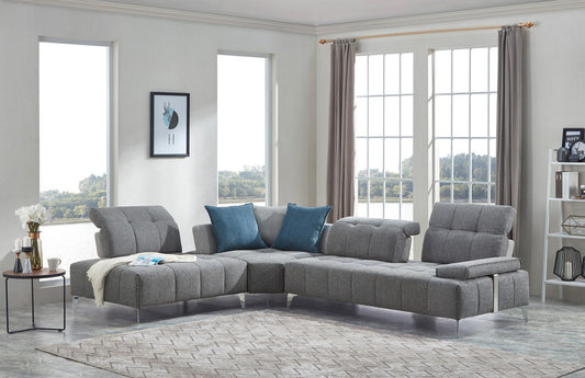 Modern Gray Fabric Moveable Back and Adjustable Sectional Sofa By Homeroots | Sectional | Modishstore