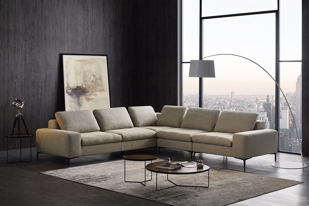 Designer Contemporary Tan Fabric U Shaped Sectional Sofa By Homeroots | Sectional | Modishstore - 3