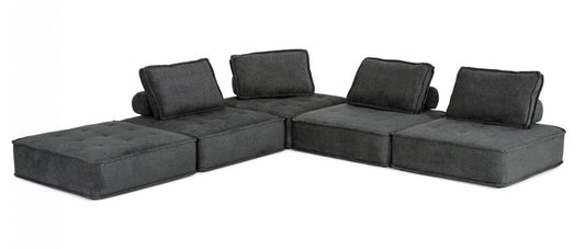 Modern Charcoal Gray Floor Pillow Modular Sectional Sofa By Homeroots | Sectional | Modishstore