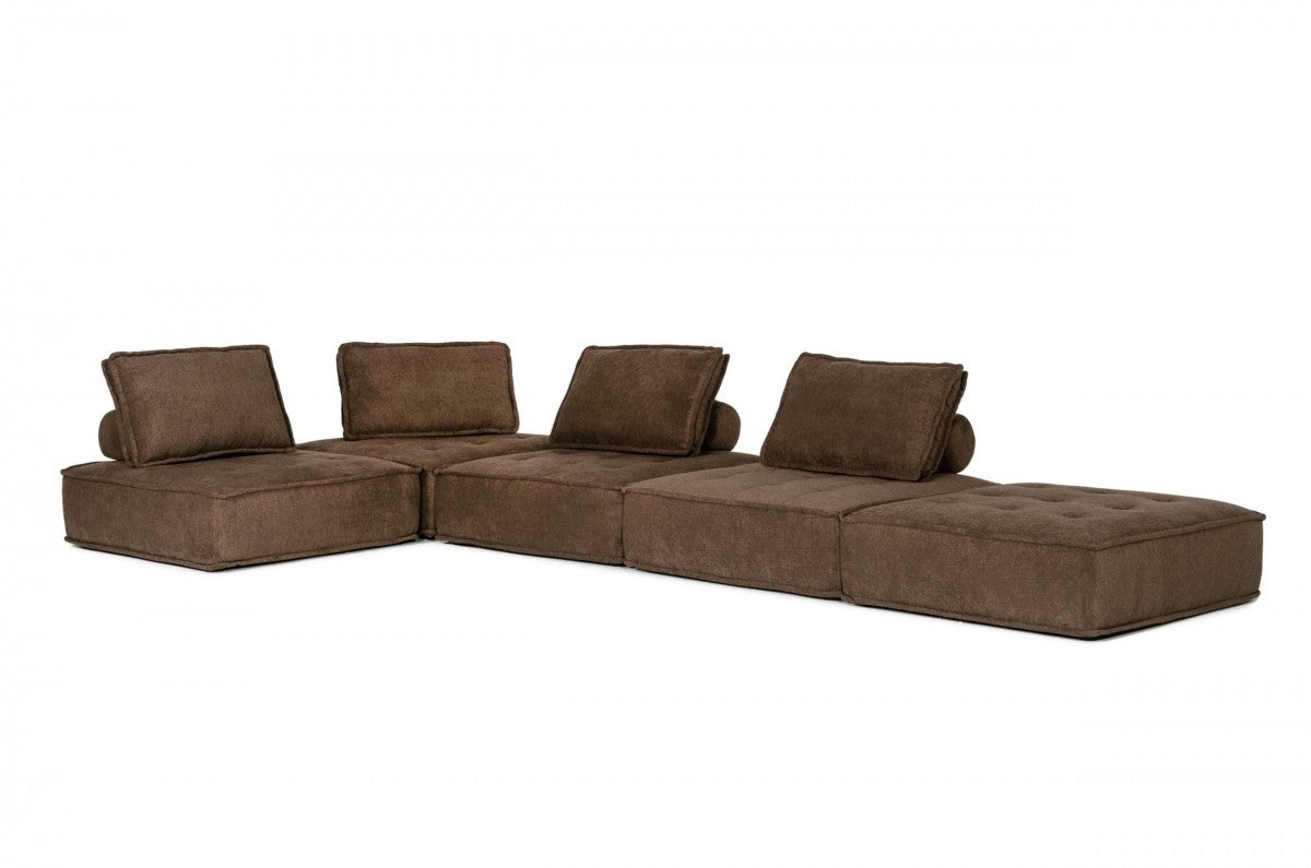 Modern Chocolate Brown Floor Pillow Modular Sectional Sofa By Homeroots | Sectional | Modishstore - 2