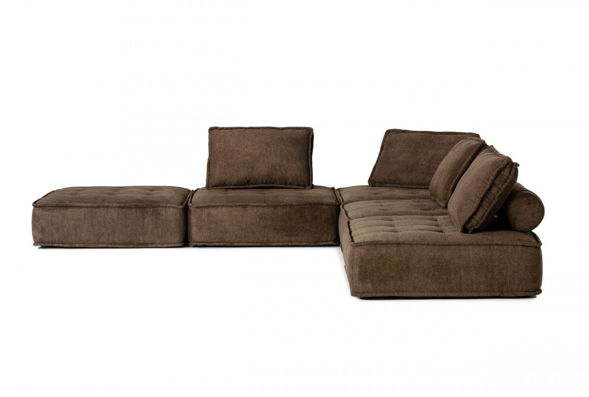 Modern Chocolate Brown Floor Pillow Modular Sectional Sofa By Homeroots | Sectional | Modishstore - 3