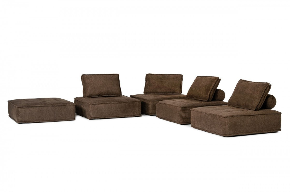 Modern Chocolate Brown Floor Pillow Modular Sectional Sofa By Homeroots | Sectional | Modishstore - 4