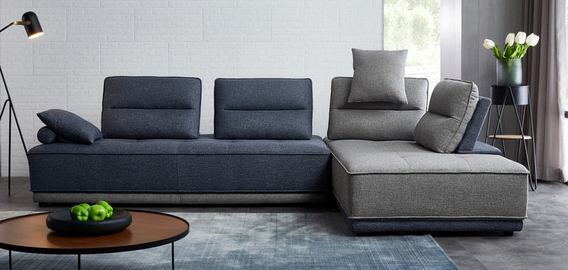 Blue and Gray Ultimate Lounger Modular Sectional Sofa By Homeroots | Sectional | Modishstore