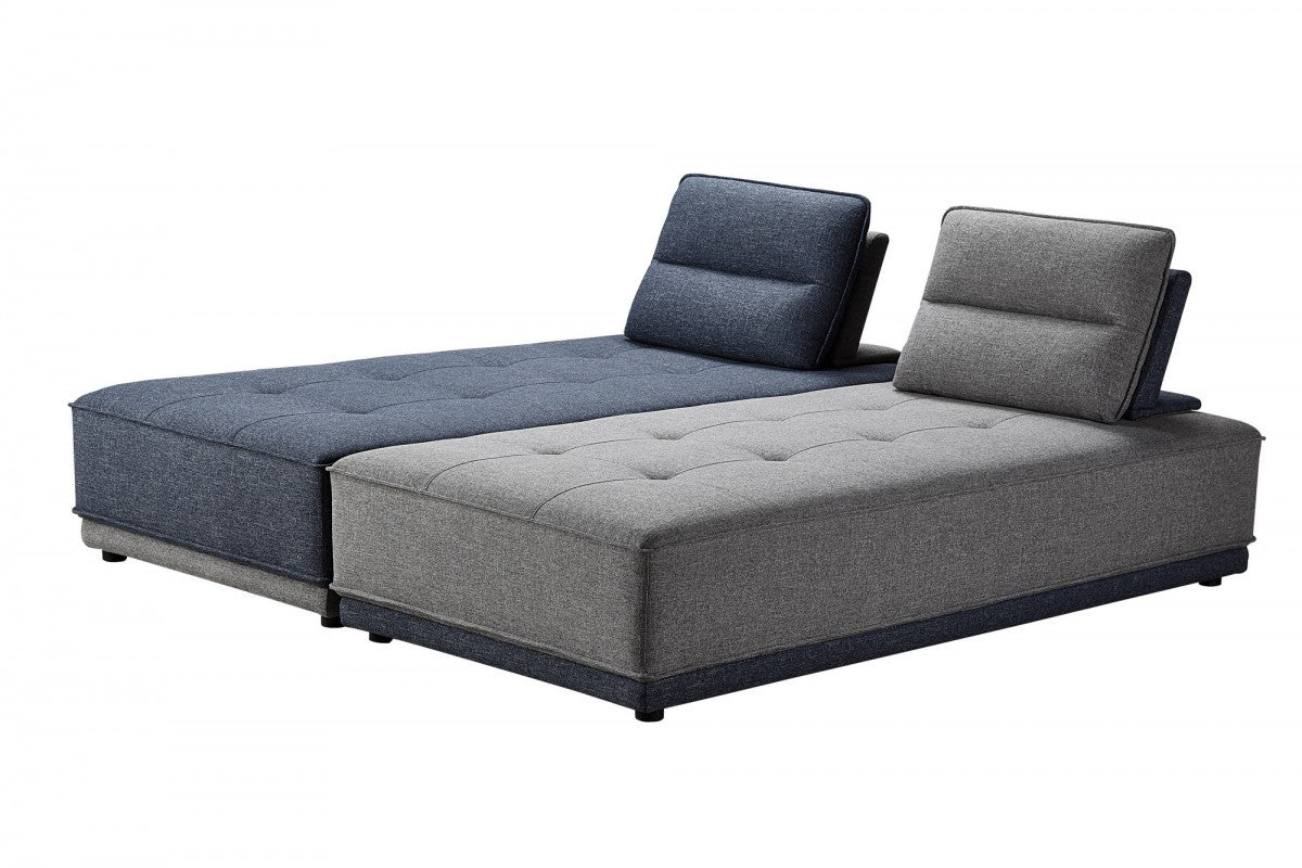 Blue and Gray Ultimate Lounger Modular Sectional Sofa By Homeroots | Sectional | Modishstore - 9