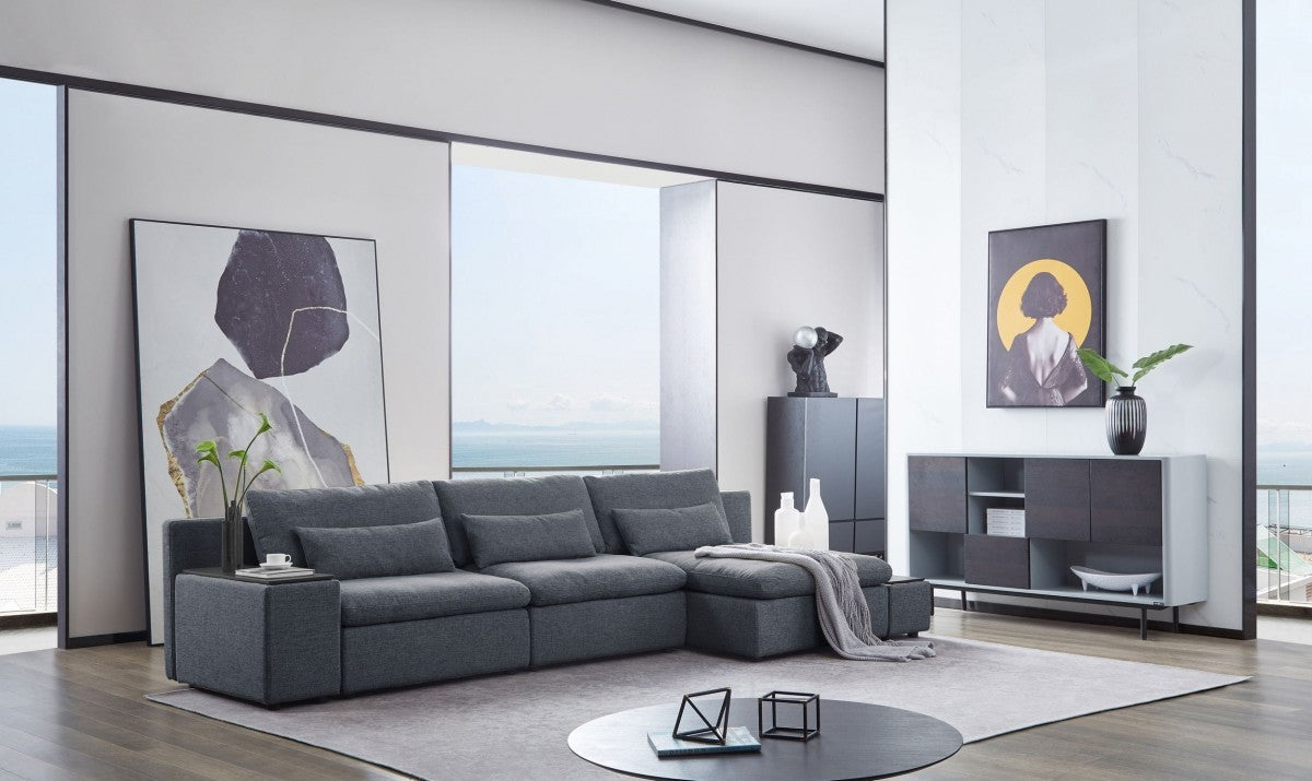 Modern Chic Gray Fabric Modular Sectional Sofa with Storage By Homeroots | Sectional | Modishstore