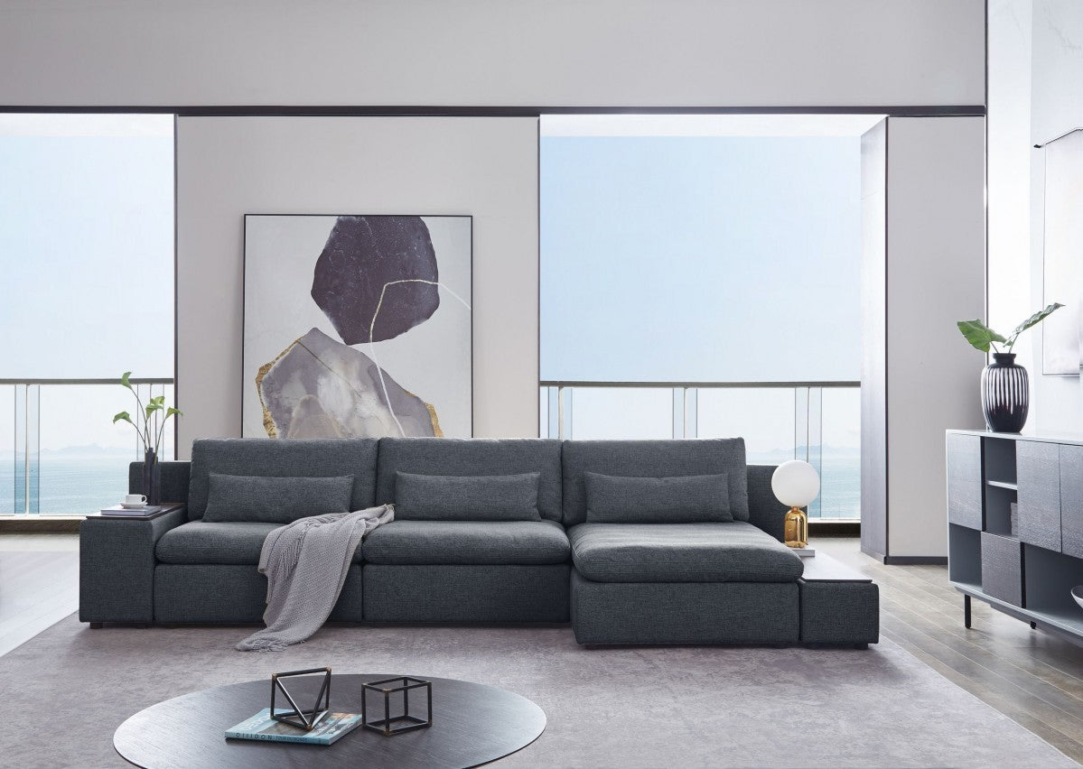 Modern Chic Gray Fabric Modular Sectional Sofa with Storage By Homeroots | Sectional | Modishstore - 2