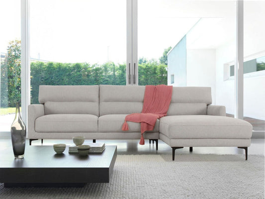 Contemporary Dove Gray Squared Edge Right Facing Sectional Sofa By Homeroots | Sectional | Modishstore